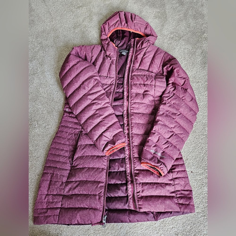 Eddie Bauer Down Puffer Coat, Small, Purple